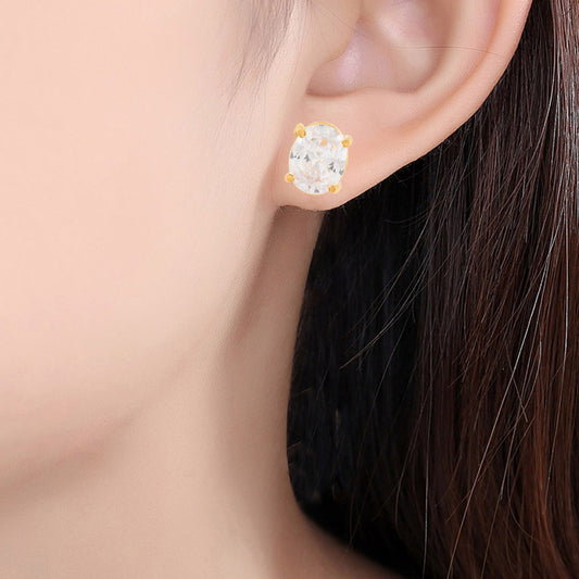 Goldplated Imitation Diamond Solitaire stones Stud Earring