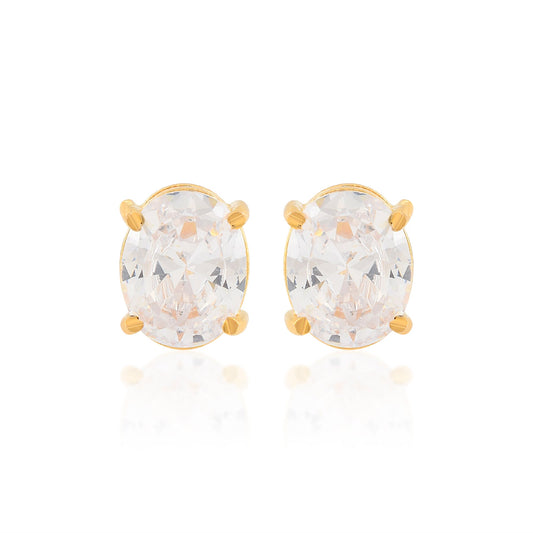 Goldplated Imitation Diamond Solitaire stones Stud Earring