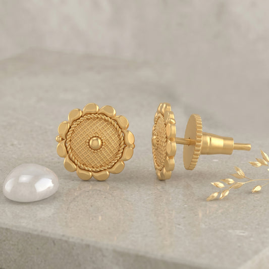 Brass Handmade 22k Gold Plated Stud Earrings Tops for Women (ERSV1761)