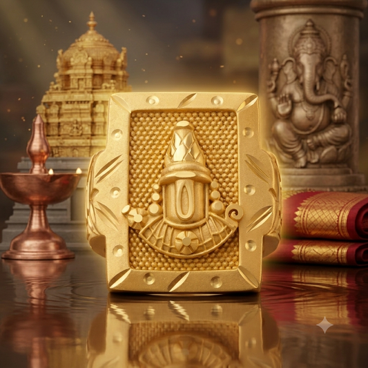Brass 1 Gram gold covered Tirumala Tirupati Balaji Men finger ring (ORSV1346)