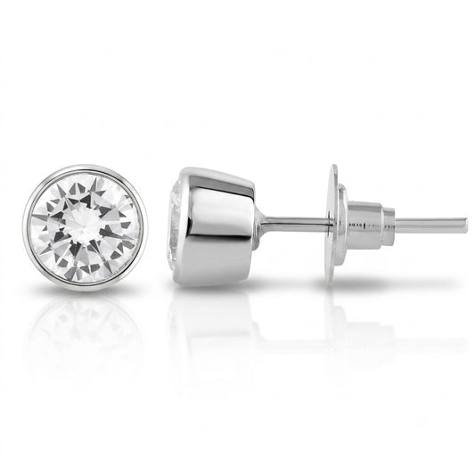 Brass Silver plated Imitation Diamond Moissanite Stud Earrings for Women (ERDM3920)