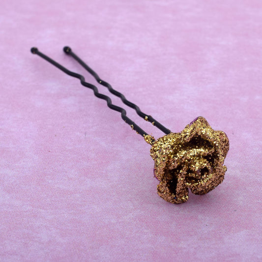 Rose design yellow glitter Juda hair pin (HASC5060)