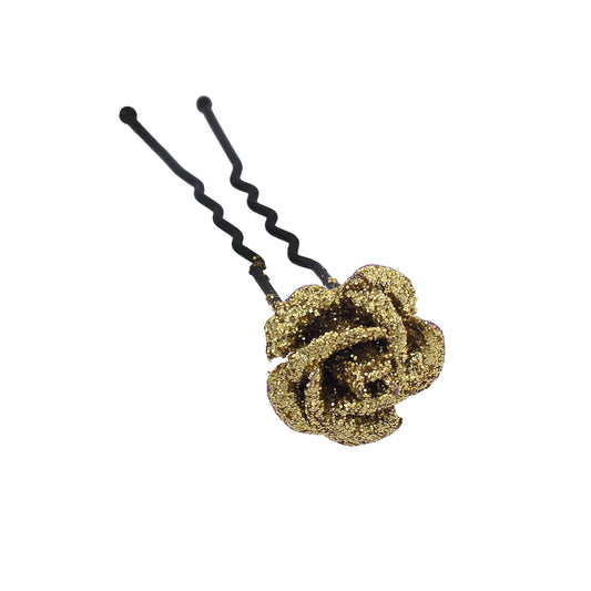 Rose design yellow glitter Juda hair pin (HASC5060)