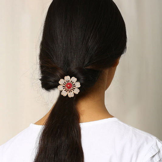 Rose Goldplated Red Bead and CZ studded Fashion Hairband