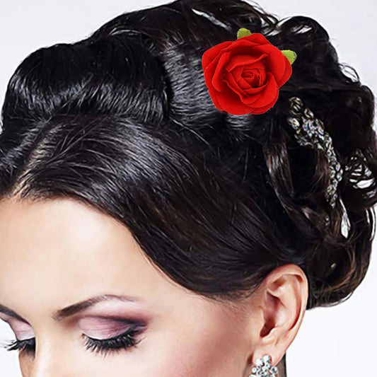 Brass Red Rose Hair pin accessory