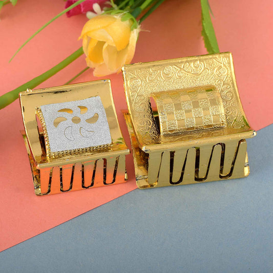 Yellow plated Combo of 2 hair clutch hair pin Women