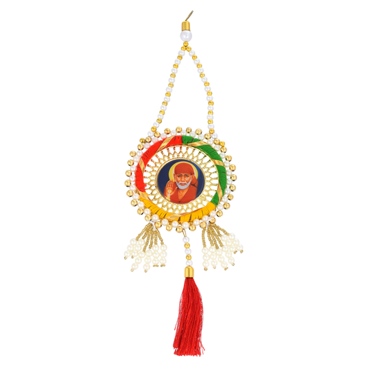 Faux Pearls Shirdi SaI Baba Wall/Door Hanging Home Decor (HDKL7801)