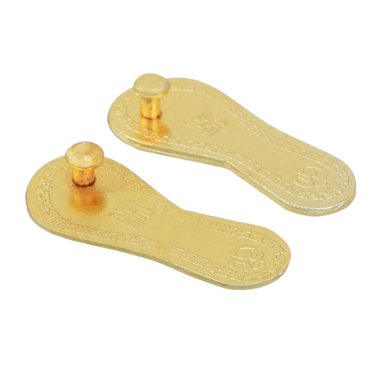 Brass Goldplated Lakshmi Charan Paduka Puja Item Laskmi Diwali