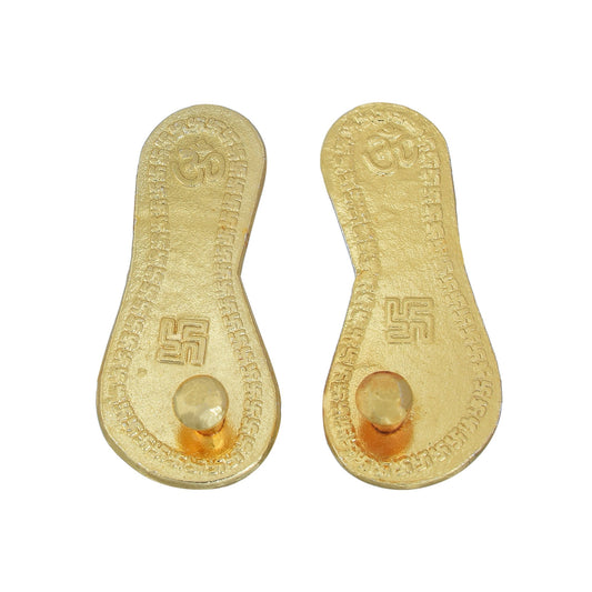 Brass Goldplated Lakshmi Charan Paduka Puja Item Laskmi Diwali