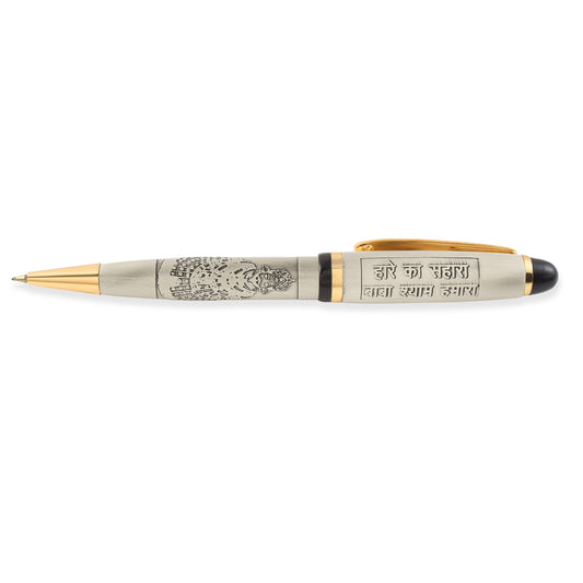 Brass Silverplated Khatu Shyam Hindu Spiritual Jewellery Pen (HDNI8242)