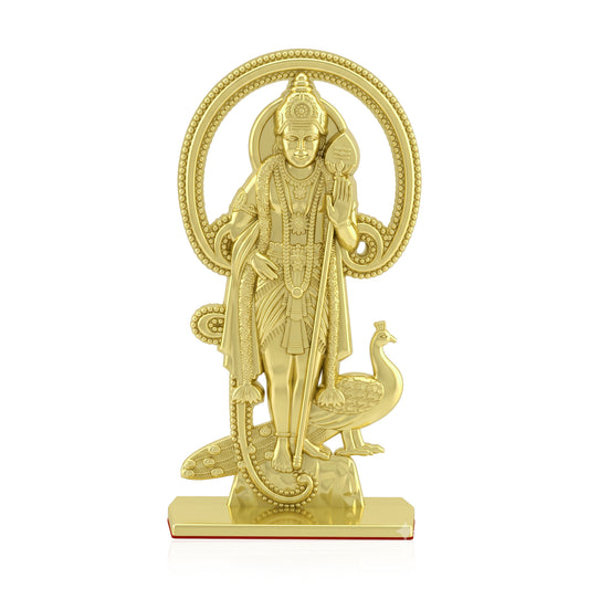 Premium Brass Kartikeya Lord Murugan Idol Stand murti for Puja, Home Decor & Car Dashboard (HDNI8320)