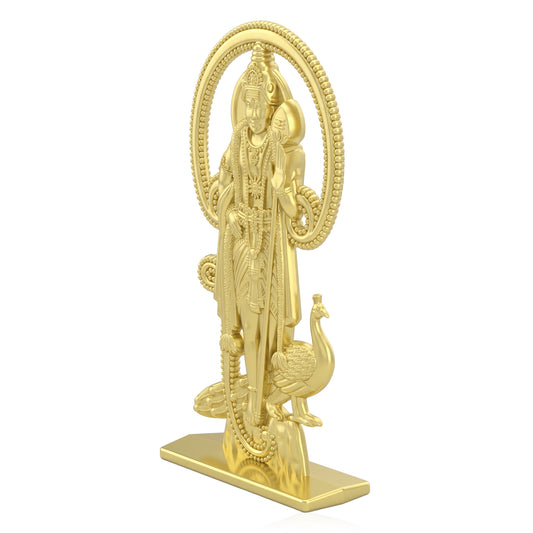 Premium Brass Kartikeya Lord Murugan Idol Stand murti for Puja, Home Decor & Car Dashboard (HDNI8320)