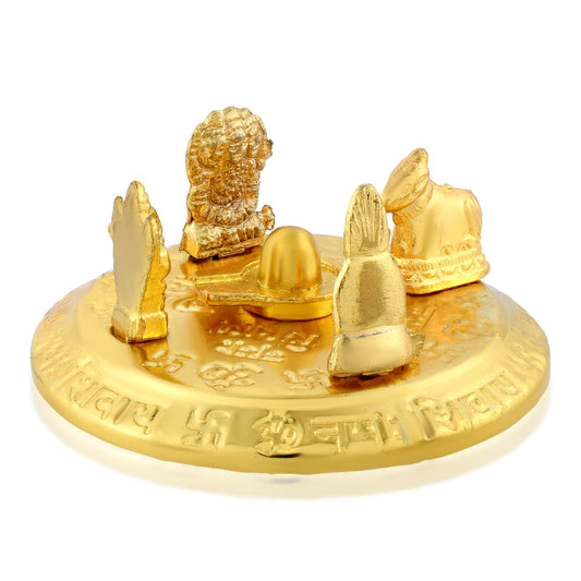 Brass Goldplated Shivling with Deities Puja Item