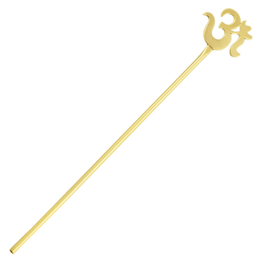 Brass Goldplated OM Puja Wedding Toran Stick Hindu Spiritual Puja Item (HDSC5198)