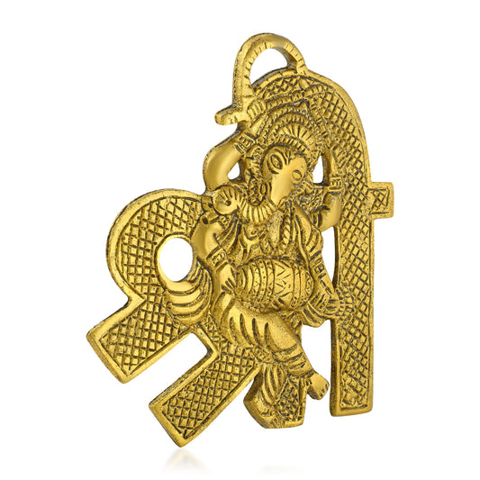 Brass Antique Goldplated SHREE GANESH wall hanging Hindu home decor