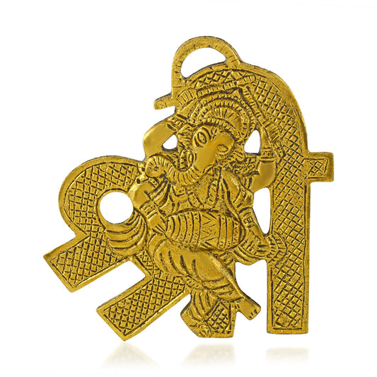 Brass Antique Goldplated SHREE GANESH wall hanging Hindu home decor