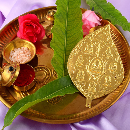 Asht-vinayak 1 Gram Gold Paan Leaf Hindu Puja item Home decor (HDSC5253)