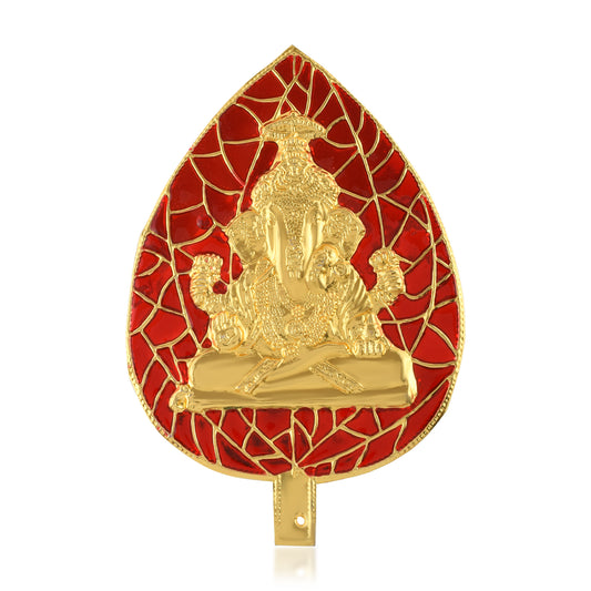 Brass Meenakari Ganesh Pan Leaf Puja item Home decor (HDSC5254)