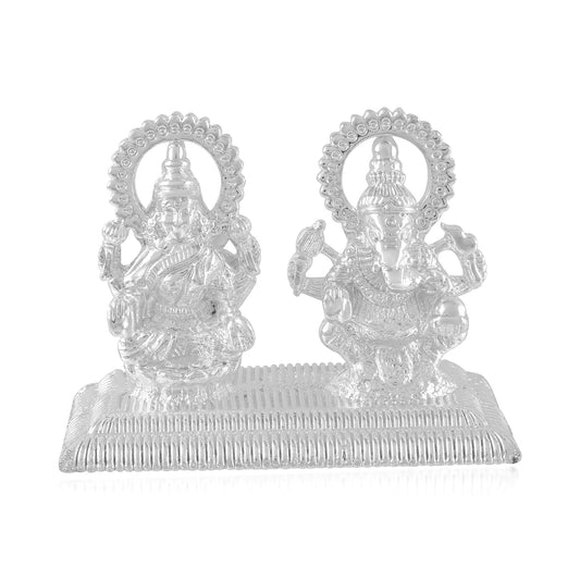 Brass Silver Anti Tarnish Fade Resistant Lakshmi Ganesha Idols stand (HDSC5259)