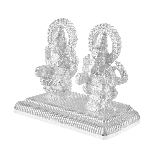 Brass Silver Anti Tarnish Fade Resistant Lakshmi Ganesha Idols stand (HDSC5259)