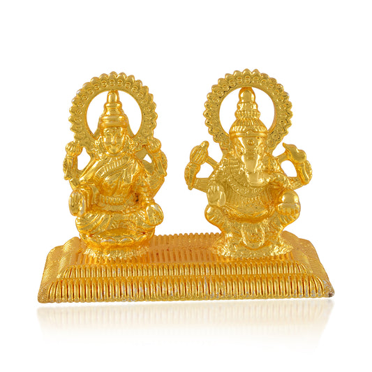 Brass Micron Gold 1 Gram Gold covered Lakshmi Ganesh Stand (HDSC5260)