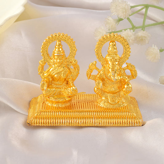 Brass Micron Gold 1 Gram Gold covered Lakshmi Ganesh Stand (HDSC5260)