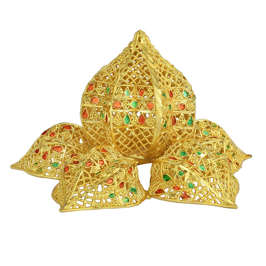 Gold Plated Meenakari, Hindu Pooja Article (Panchmeru Jain), god Stand, Idol