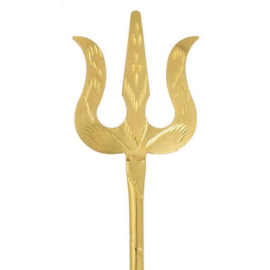 Brass Gold Hand carved Trishul Puja item (HDSV1503)