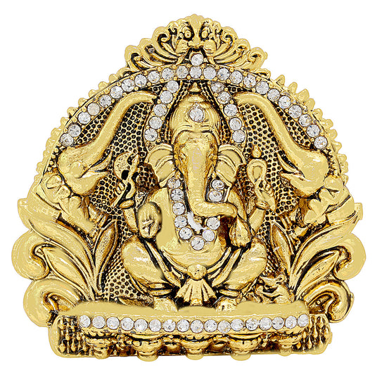 Gold Coated American Diamond (CZ) Studded Ganesh Ganpati Idol Stand