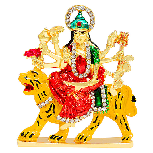 Brass Colourful Meenakari Sherawali MATA Durga Idol Stand (STKL0501)