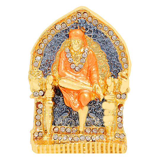 Shirdi Sai Baba Meenakari CZ Brass Idol Stand (STKL0510)