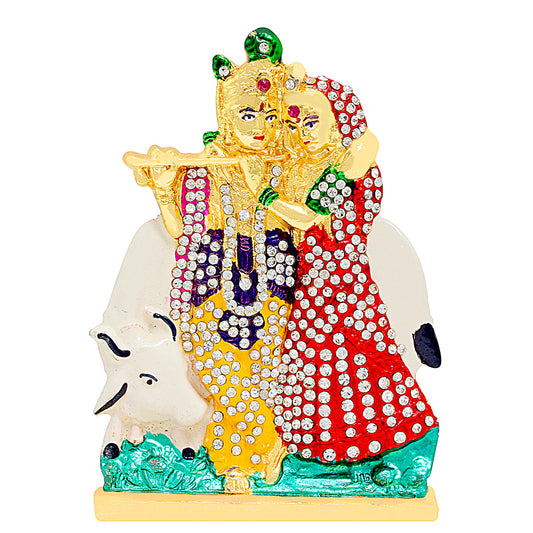 Radha Krishna Meenakari CZ Brass Idol Stand (STKL0506)