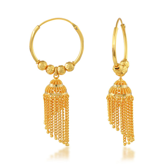 Gold plated Faux Kundan, Hoop Bali Jhalar Jhumki Earrings (JHAT2702)