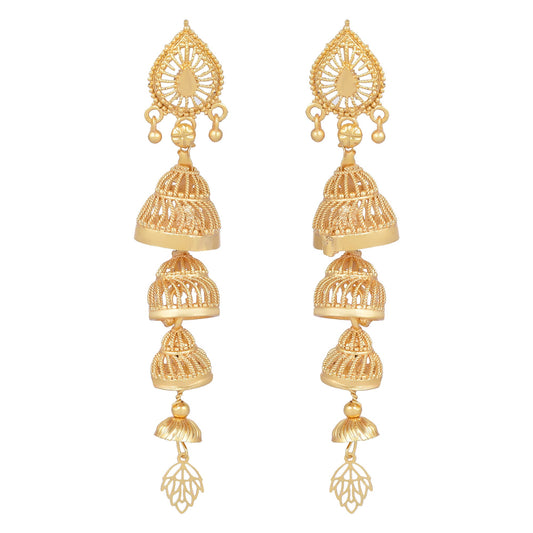 Brass Goldplated Four Umbrella Long jhumki Women