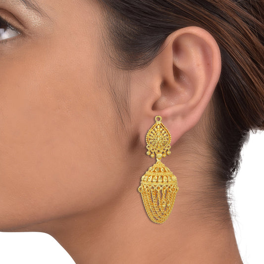 Gold plated, Sarong inspired, Fashion Jhumki Traditional Women