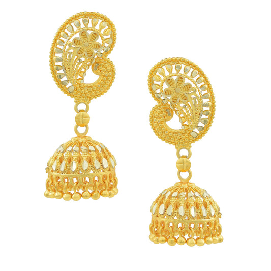 Gold plated Rajasthan Temple Kangoora design inspired, handmade designer Fashion Jhumki