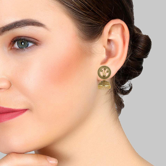 Brass Antique Finish Goldplating Retro Fashion Jhumki Earrings