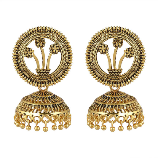 Brass Antique Finish Goldplating Retro Fashion Jhumki Earrings