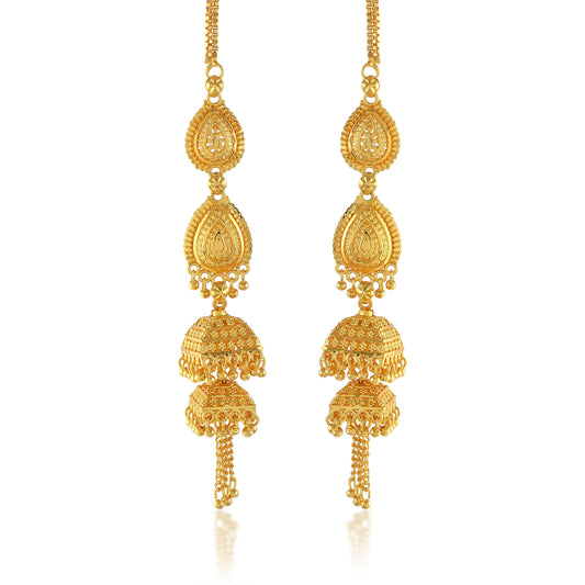 Brass Gold plated Handmade Kan chain long Jhumki for Women tradtional (JHAT8543)