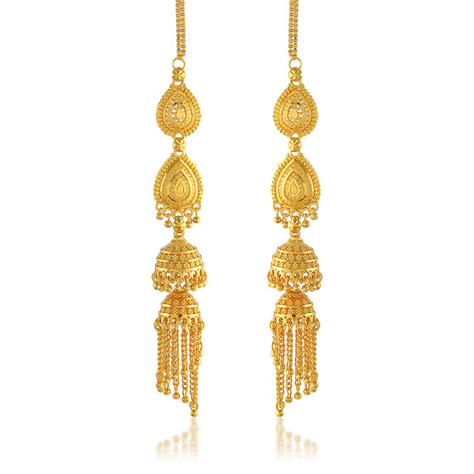 Brass Gold plated Handmade Kan chain long Jhumki for Women tradtional (JHAT8544)