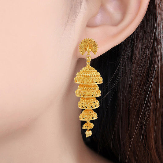 Brass Goldplated Long Traditional Women earrings Jhumka