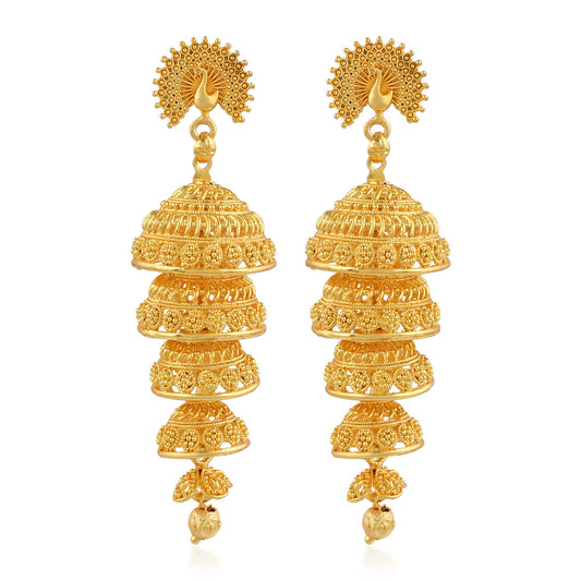 Brass Goldplated Long Traditional Women earrings Jhumka