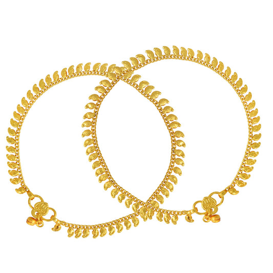 Gold plated Kairi (Mango) shape traditional festival Anklet