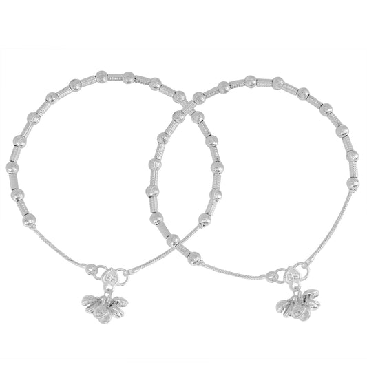 Silver plated Bar and Bead simple and sober Traditional Ethnic Anklet