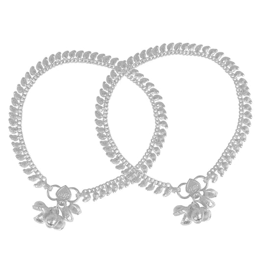 Silver plated Brass Kairi shape traditional ethnic Bridal Jewelley Anklet