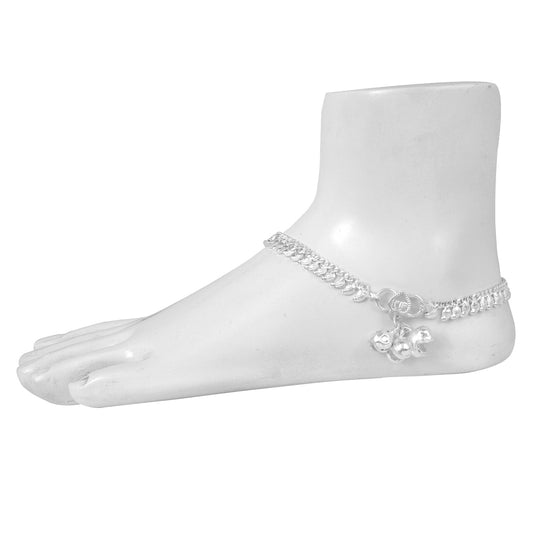 Silver plated Brass Kairi shape traditional ethnic Bridal Jewelley Anklet