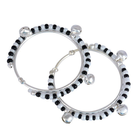 Silver Plated Classic Black and White Beads Traditional Nazariya