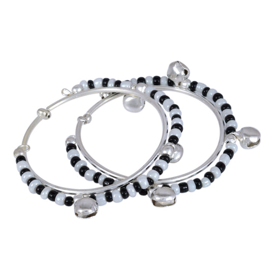 Silver Plated Classic Black and White Beads Traditional Nazariya