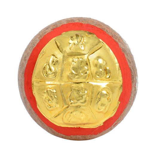 Micron 24KT Gold Covered Plate of 8 Mudra Ganesh, Infused on Genuine supari (Betel) STSV1282