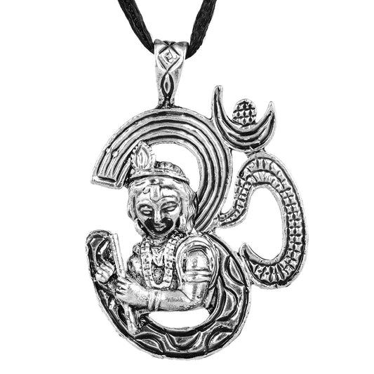 Silverplated Om Krishna chain pendant (PCKL0793)